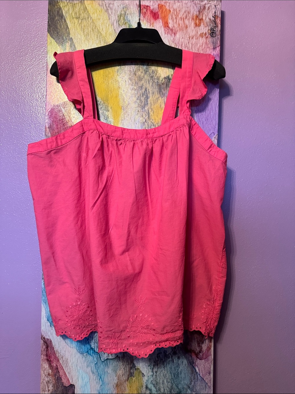 Lane Bryant Hot Pink Ruffle Strap Tank Top